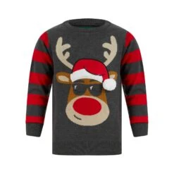 Kids LED Reindeer Christmas Jumper With Light Up Shades -XS Stock Shop SRG2A17409 F.opt