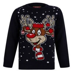 Kids LED Reindeer Christmas Jumper Light Up Baubles -XS Stock Shop SRG2A17410 A 1.opt