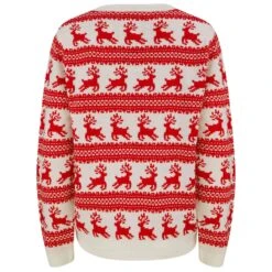 Womens Traditional Christmas Jumper Leaping Reindeer Red -XS Stock Shop SRG3A17239 A 2 opt