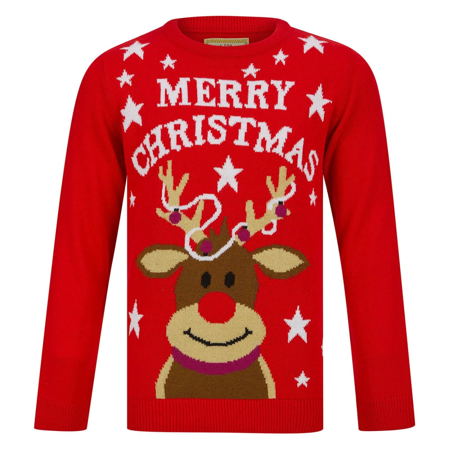 Kids Tangled Reindeer Christmas Jumper Red Rudolph Stars 1 Kids Tangled Reindeer Christmas Jumper Red Rudolph Stars