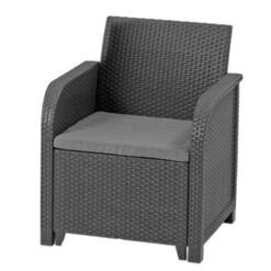 Keter Rosalie 2 Seater Balcony Set Storage Table Grey Rattan -XS Stock Shop UBLKTR0044 2