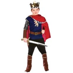 Boys Deluxe Medieval King Gold Crown Cape Halloween Costume