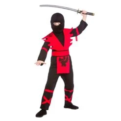 Boys Ninja Assassin Red Black Japanese Halloween Costume