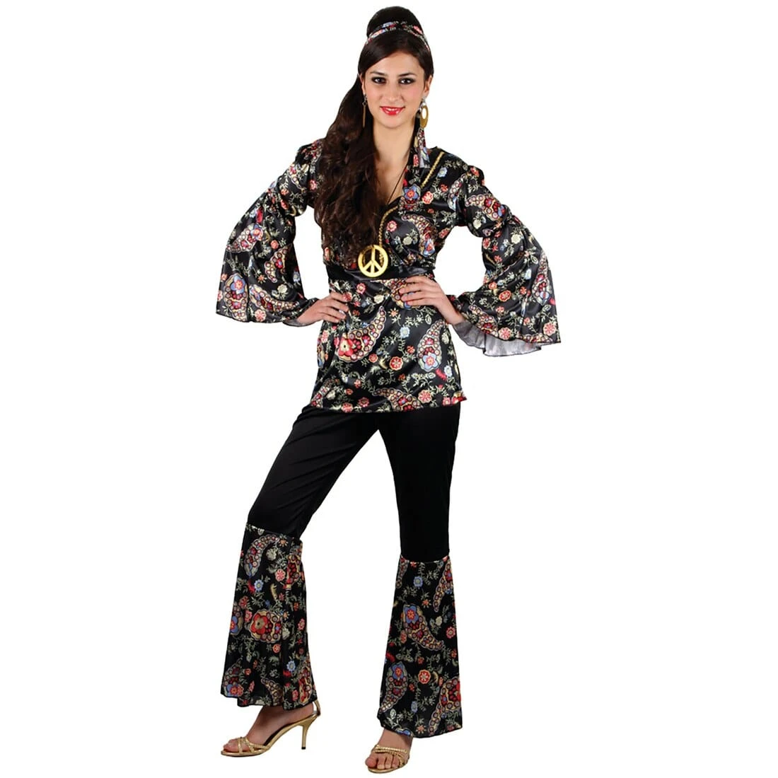Womens Peace Lovin' Hippie Fancy Dress Halloween Costume 1 Womens Peace Lovin' Hippie Fancy Dress Halloween Costume