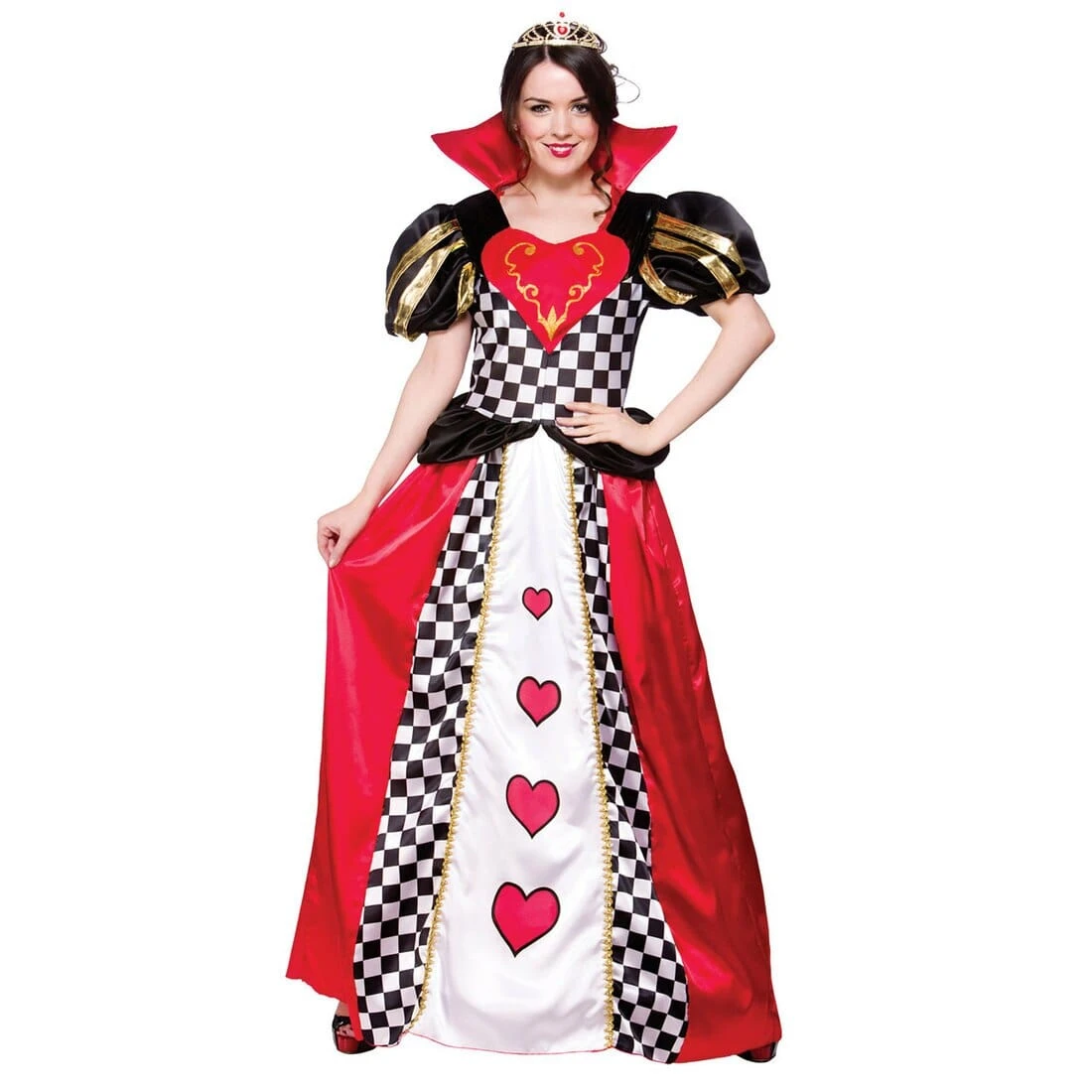 Womens Fairytale Queen Of Hearts Fancy Dress Halloween Costume 1 Womens Fairytale Queen Of Hearts Fancy Dress Halloween Costume