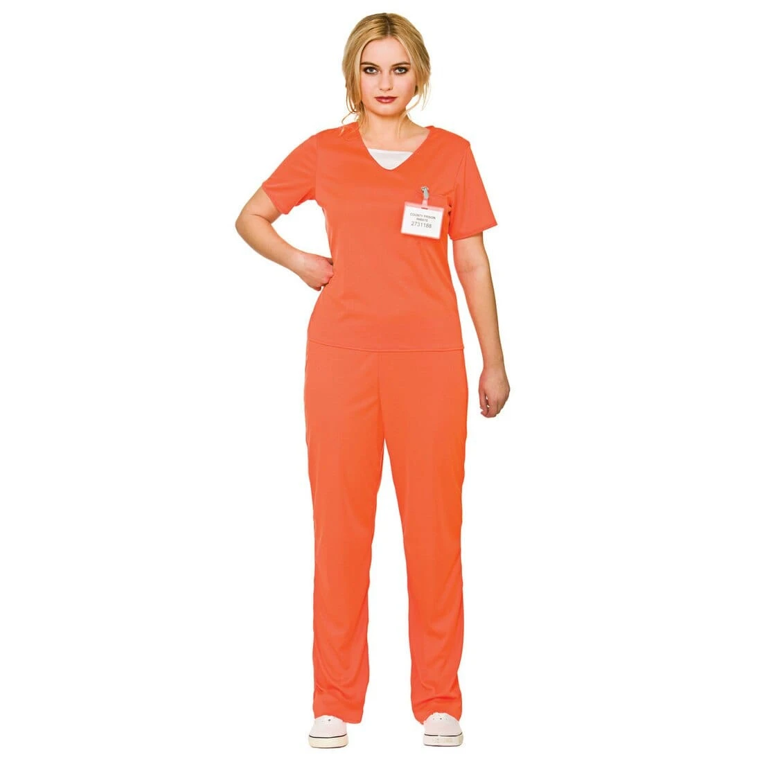 Womens Orange Convict Prisoner Inmate Halloween Costume 1 Womens Orange Convict Prisoner Inmate Halloween Costume