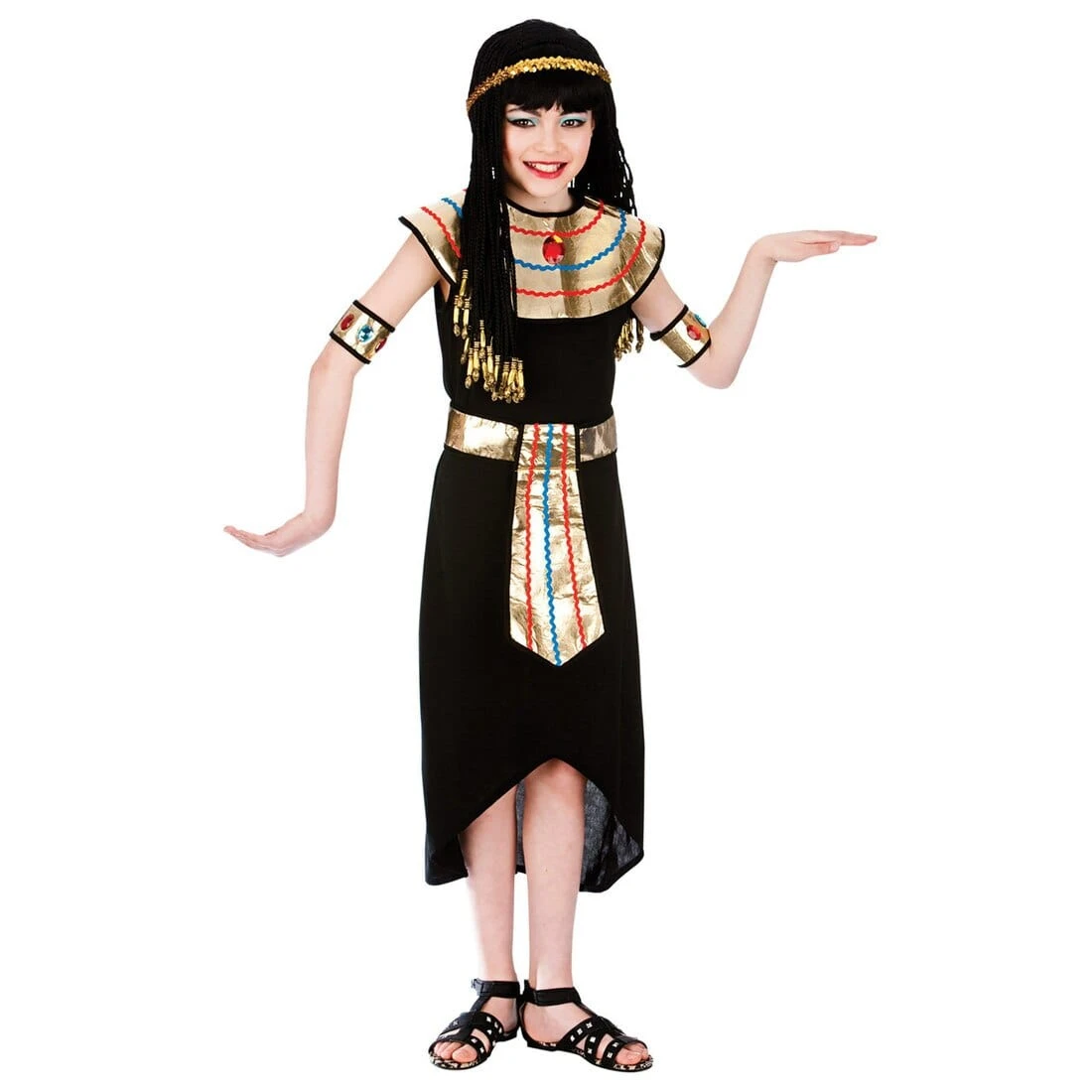 Girls Egyptian Queen Fancy Dress Halloween Costume 1 Girls Egyptian Queen Fancy Dress Halloween Costume