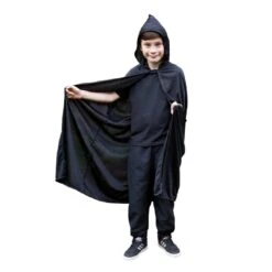 Childrens Hooded Black Cape Halloween Costume Accessory