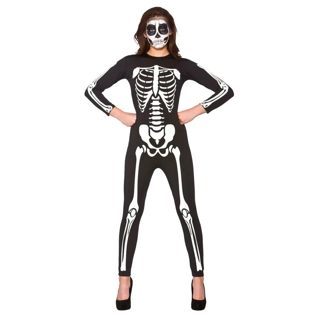 Skeleton Jumpsuit Adults Unisex Fancy Dress Halloween Fun Costume 2 Skeleton Jumpsuit Adults Unisex Fancy Dress Halloween Fun Costume - Image 2
