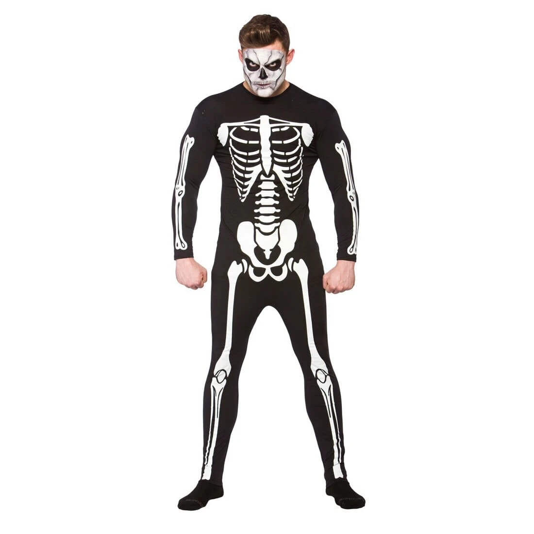 Skeleton Jumpsuit Adults Unisex Fancy Dress Halloween Fun Costume 1 Skeleton Jumpsuit Adults Unisex Fancy Dress Halloween Fun Costume