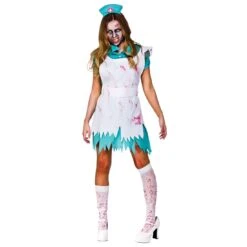 Womens Bloodthirsty Nurse Halloween Costume Fancy Dress