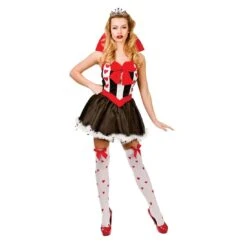 Queen Of Hearts Womens Sexy Fancy Dress Halloween Costume
