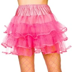 Womens Neon Pink Ruffle Tutu Skirt Fancy Dress Accessory