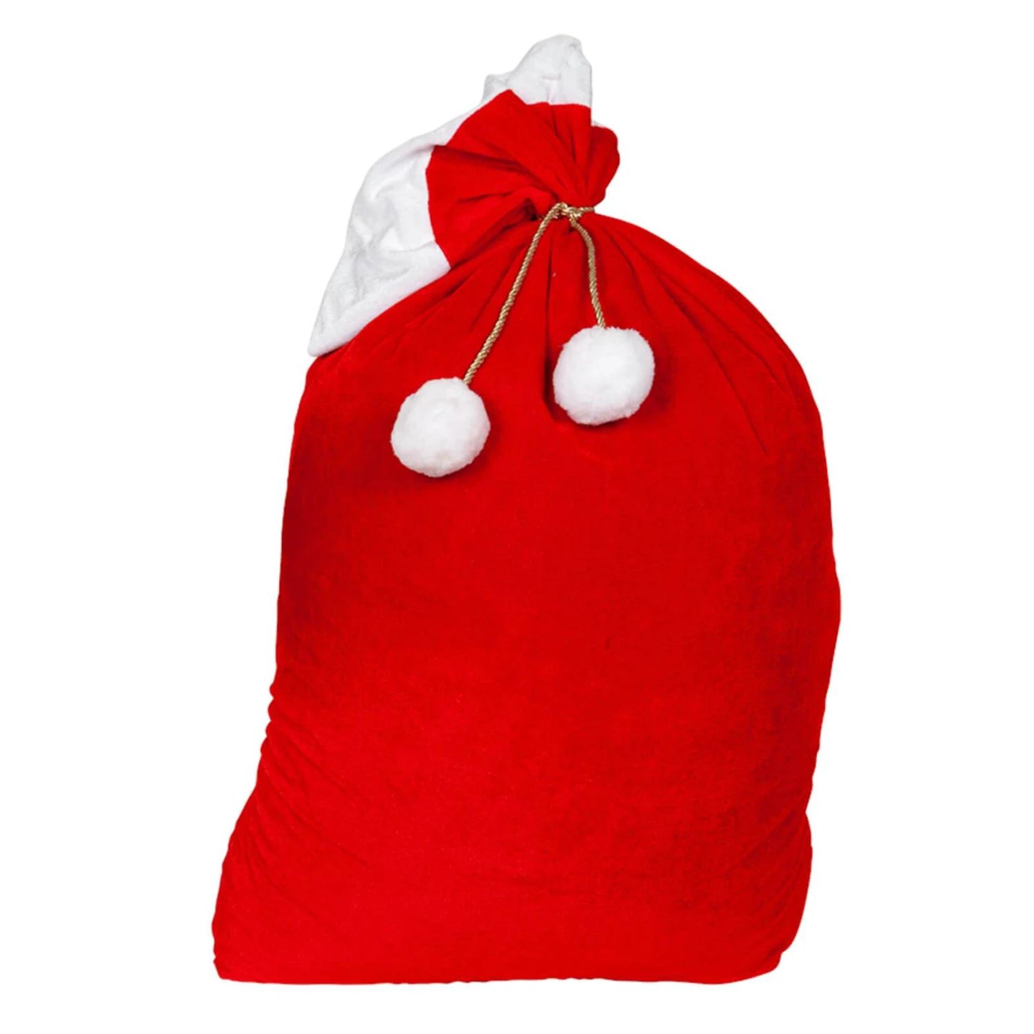 Santa Sack Deluxe Red Velvet Gift Bag White Pom Poms 2 Santa Sack Deluxe Red Velvet Gift Bag White Pom Poms - Image 2