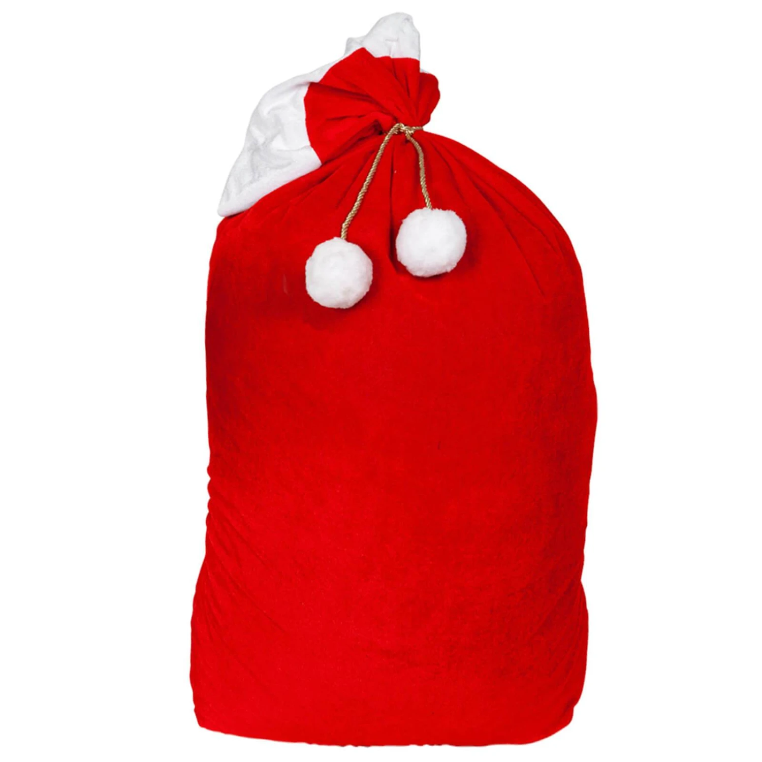 Santa Sack Deluxe Red Velvet Gift Bag White Pom Poms 1 Santa Sack Deluxe Red Velvet Gift Bag White Pom Poms