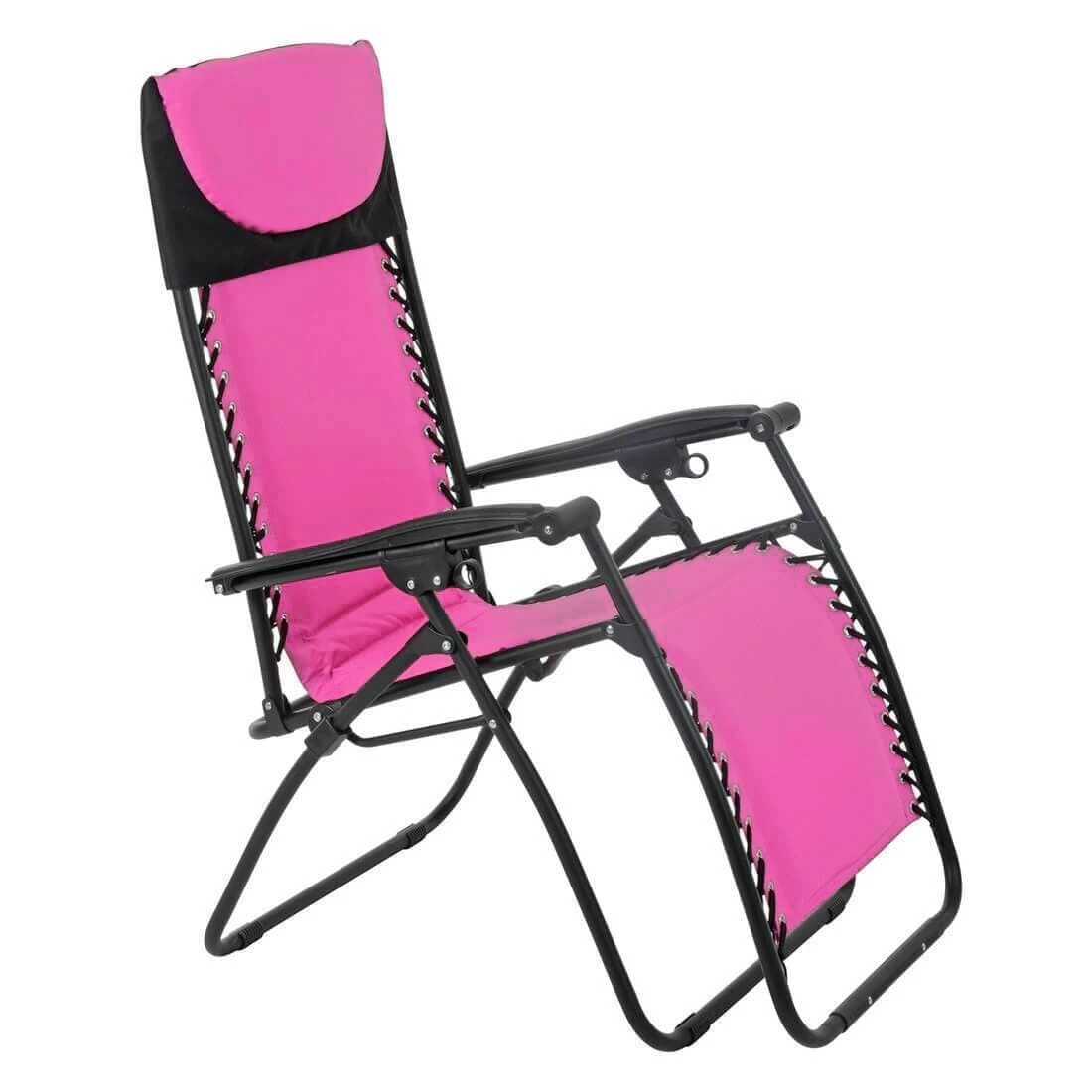Garden Recliner Chair Zero Gravity Reclining Relaxer Padded Seat In Pink 2 Garden Recliner Chair Zero Gravity Reclining Relaxer Padded Seat In Pink - Image 2