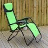 Garden Recliner Chair Zero Gravity Reclining Relaxer Padded Seat In Lime