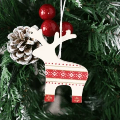 Set Of 6 Wooden Reindeer Christmas Tree Decorations Boxed -XS Stock Shop XS4517 2