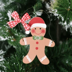 Set Of 6 Gingerbread Man Xmas Tree Decorations Wooden Boxed 6 Set Of 6 Gingerbread Man Xmas Tree Decorations Wooden Boxed -XS Stock Shop XS4521