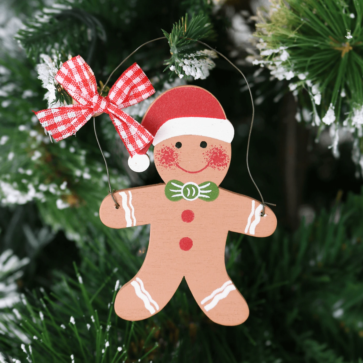 Set Of 6 Gingerbread Man Xmas Tree Decorations Wooden Boxed 3 Set Of 6 Gingerbread Man Xmas Tree Decorations Wooden Boxed - Image 3