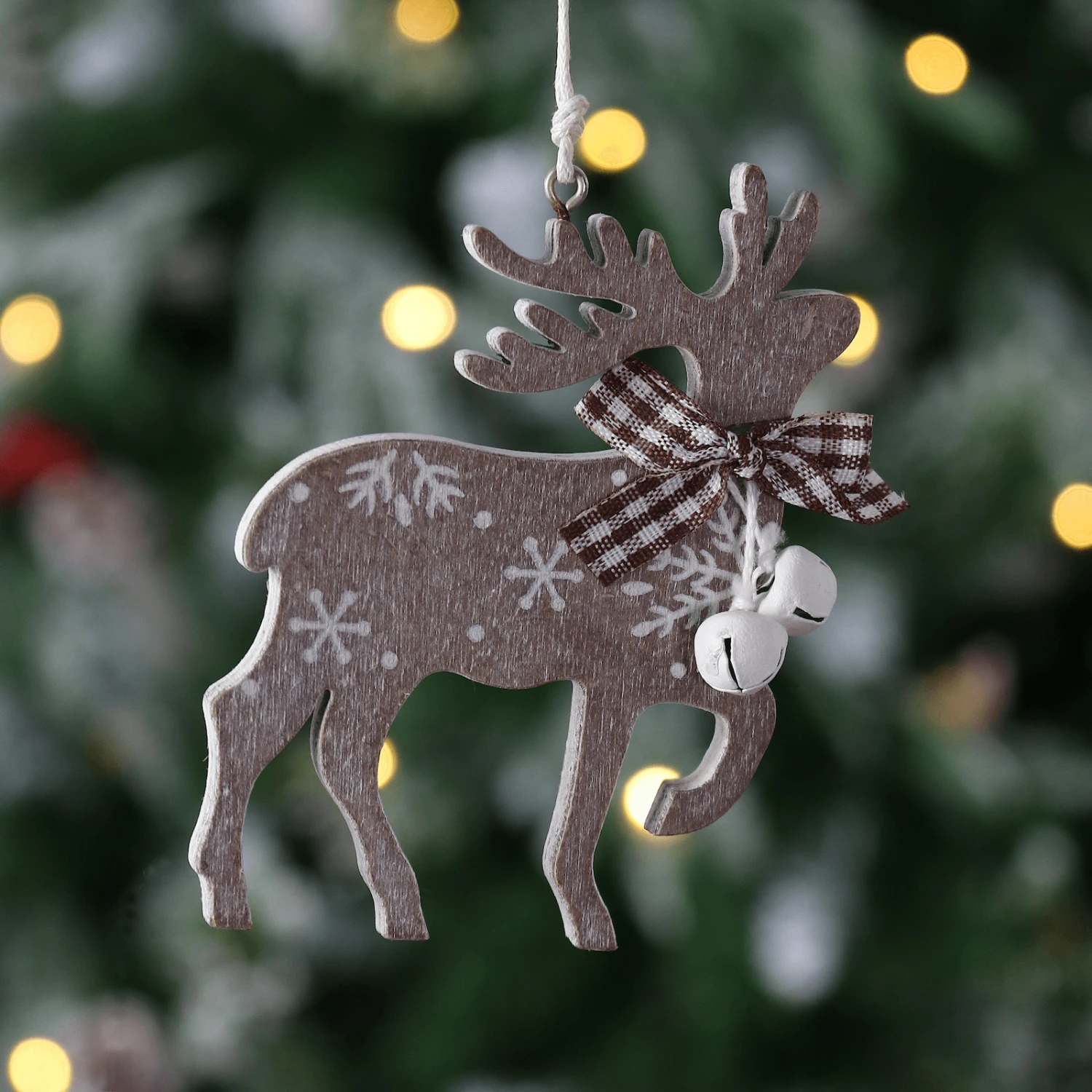 Set Of 6 Reindeer Christmas Tree Decorations Wooden Boxed 2 Set Of 6 Reindeer Christmas Tree Decorations Wooden Boxed - Image 2