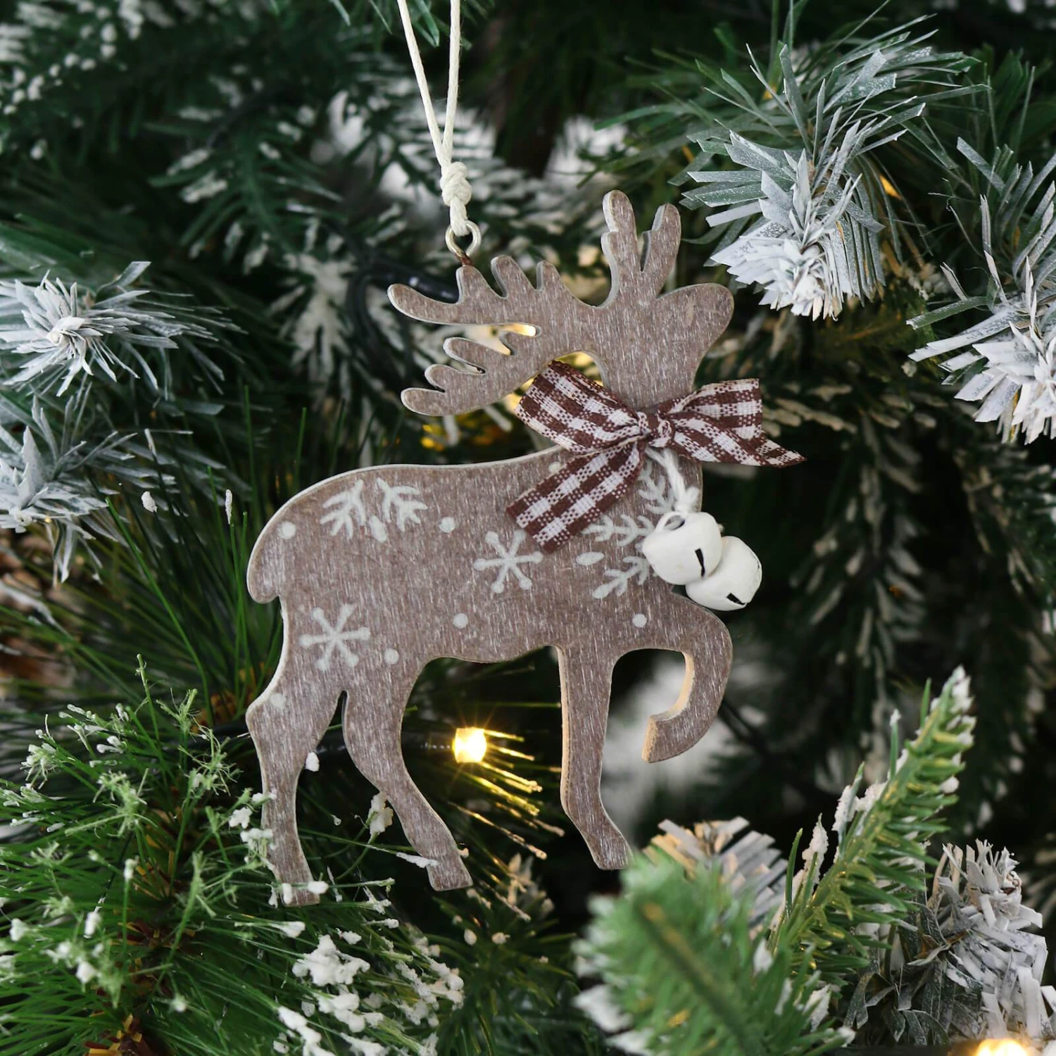 Set Of 6 Reindeer Christmas Tree Decorations Wooden Boxed 3 Set Of 6 Reindeer Christmas Tree Decorations Wooden Boxed - Image 3