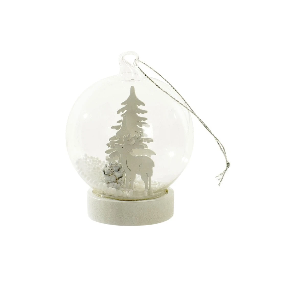 Light Up Christmas Bauble White Reindeer Forest In Snow 2 Light Up Christmas Bauble White Reindeer Forest In Snow - Image 2