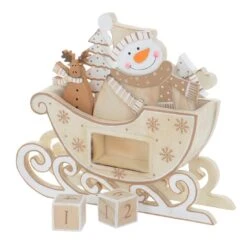 Snowman Sleigh Wooden Christmas Calendar With Number Blocks -XS Stock Shop XS5123 1600 2 89155.1508496858.1100.1100