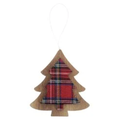 Set Of 6 Tartan Wooden Hanging Christmas Tree Decorations -XS Stock Shop XS5263 1600 3 53044.1508510441.1100.1100