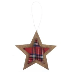 Set Of 6 Tartan Wooden Hanging Christmas Tree Decorations -XS Stock Shop XS5263 1600 4 54827.1508510440.1100.1100