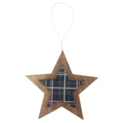 Set Of 6 Tartan Wooden Hanging Christmas Tree Decorations -XS Stock Shop XS5264 1600 4 05466.1508510441.1100.1100
