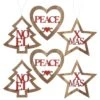 Set Of 6 Wooden Christmas Tree Decorations