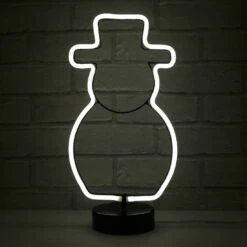 Snowman Neon White Table Lamp Bright LED Rope Light Feature