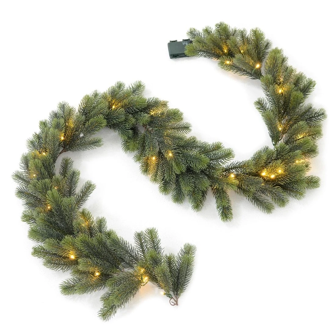 6ft Pre-Lit Green Christmas Garland Indoor/Outdoor With Timer 2 6ft Pre-Lit Green Christmas Garland Indoor/Outdoor With Timer - Image 2
