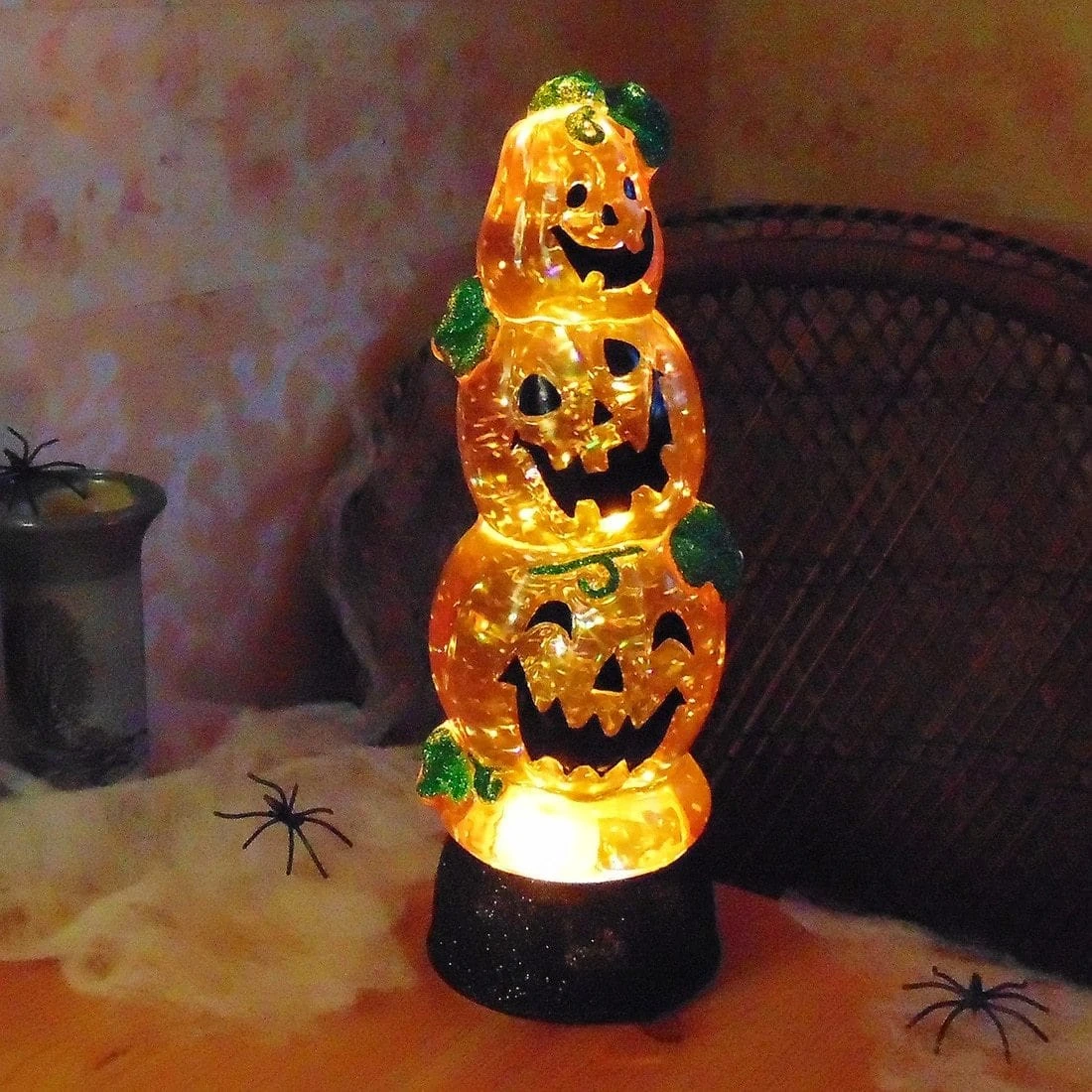 Light Up Glitter Water Halloween Decoration - Pumpkin Stack 1 Light Up Glitter Water Halloween Decoration - Pumpkin Stack