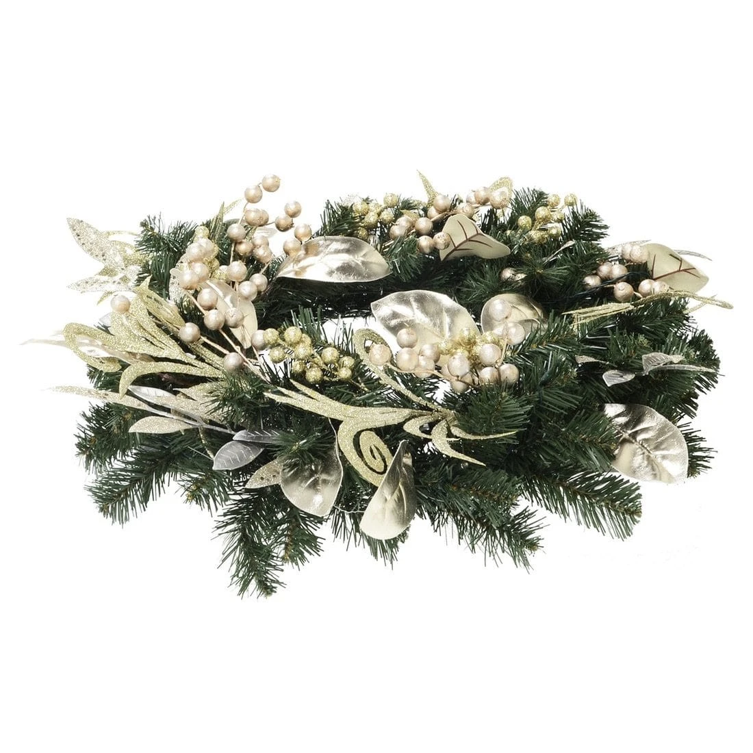 Christmas Wreath Pre-Lit Silver Gold Leaf Berries 60cm (2ft) 3 Christmas Wreath Pre-Lit Silver Gold Leaf Berries 60cm (2ft) - Image 3