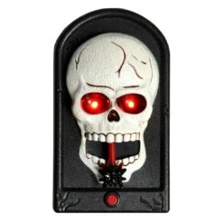 Skull Door Bell Halloween Decoration With Spider Prank