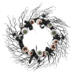15" Glittery Eyeballs Halloween Wreath Hanging Decoration