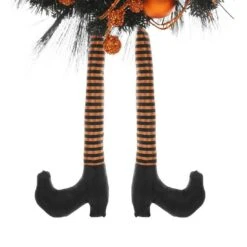 24" Orange Witch Halloween Wreath Sparkly Hanging Decoration -XS Stock Shop XS5954 1600 3 13426.1533736149.1100.1100