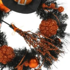 24" Orange Witch Halloween Wreath Sparkly Hanging Decoration -XS Stock Shop XS5954 1600 4 39116.1533736149.1100.1100