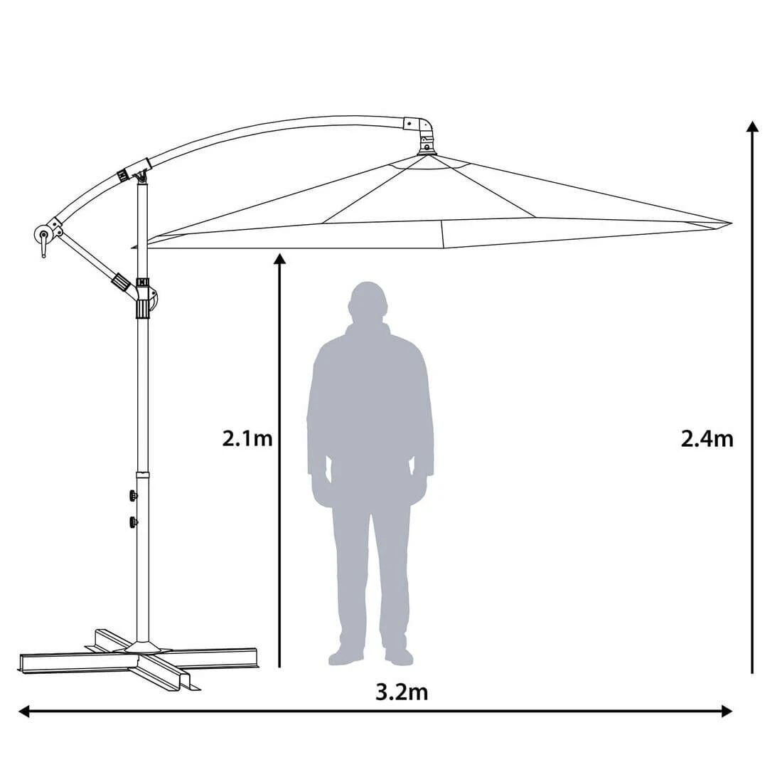 3m Round Banana Parasol Large Cantilever Garden Shade 7 3m Round Banana Parasol Large Cantilever Garden Shade - Image 7