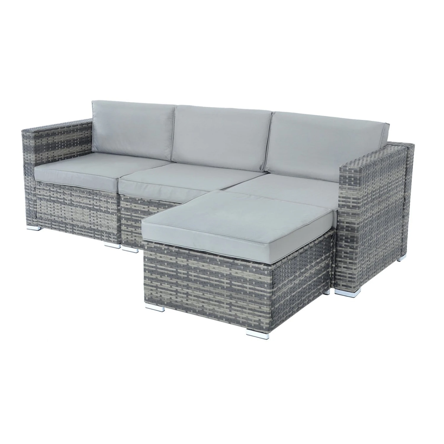 Azuma Monaco 4 Pc Grey Rattan Garden Sofa Set Ottoman Seat 2 Azuma Monaco 4 Pc Grey Rattan Garden Sofa Set Ottoman Seat - Image 2