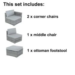 Azuma Monaco 4 Pc Grey Rattan Garden Sofa Set Ottoman Seat 16 Azuma Monaco 4 Pc Grey Rattan Garden Sofa Set Ottoman Seat -XS Stock Shop XS6211 4 1600 4