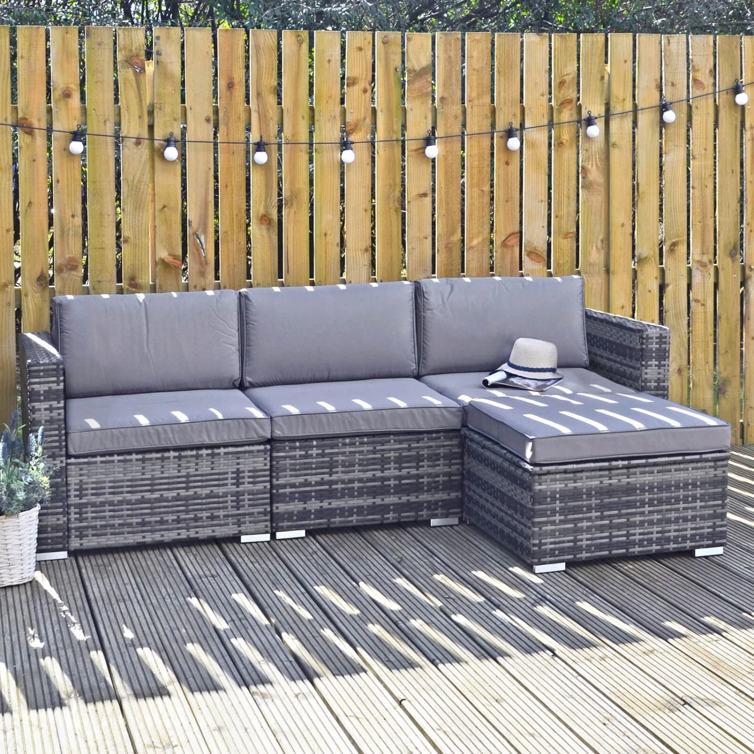 Azuma Monaco 4 Pc Grey Rattan Garden Sofa Set Ottoman Seat 1 Azuma Monaco 4 Pc Grey Rattan Garden Sofa Set Ottoman Seat