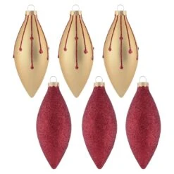 6pk Glass Drop Christmas Tree Baubles With Glitter -XS Stock Shop XS6464 Master 1 06862.1577110687.1100.1100