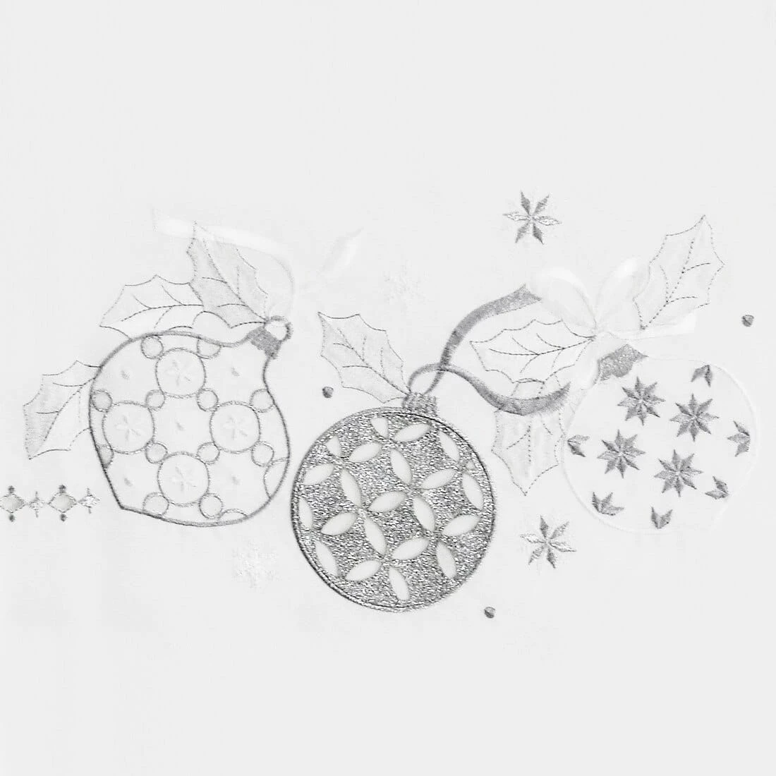 Christmas Baubles Tablecloths Napkins Fabric White Red 6 Christmas Baubles Tablecloths Napkins Fabric White Red - Image 6