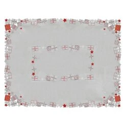 Christmas Presents Tablecloths Napkins Grey Fabric Embroidery -XS Stock Shop XS6580 top 1600 61587.1571050882.1100.1100