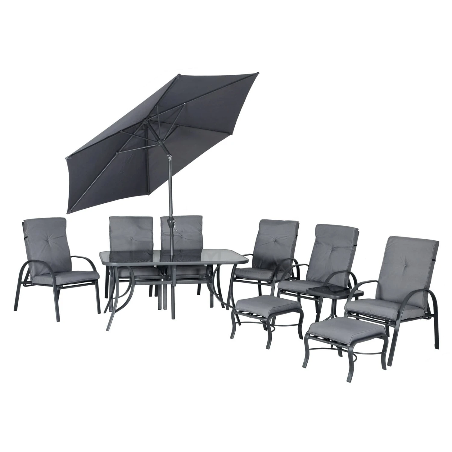 Cadiz 11 Piece Garden Furniture Set Parasol Grey Metal Frame 2 Cadiz 11 Piece Garden Furniture Set Parasol Grey Metal Frame - Image 2