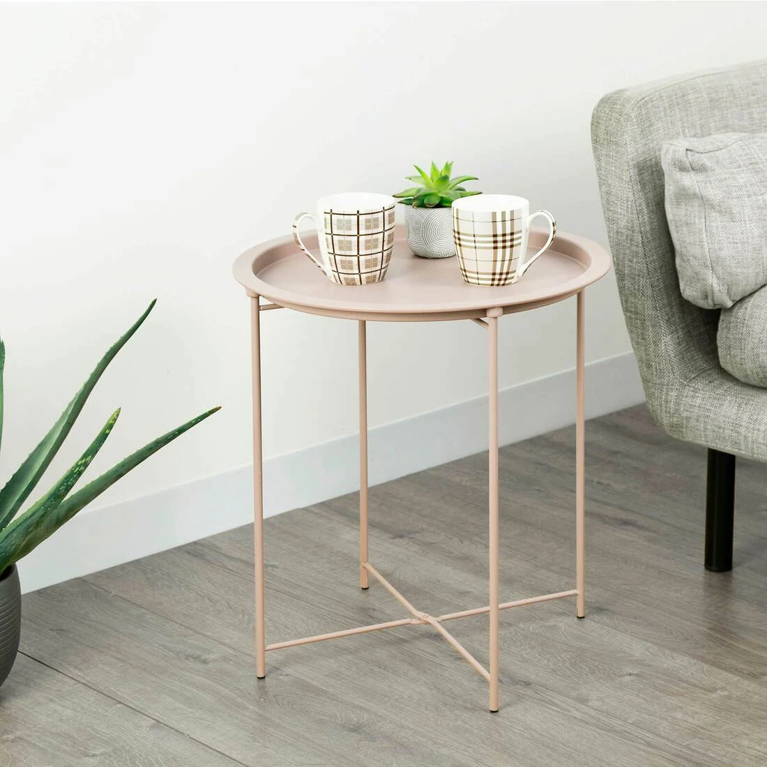 Hodge And Hodge Round Side Table Folding Metal Tray Top 8 Hodge And Hodge Round Side Table Folding Metal Tray Top - Image 8