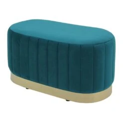 Hodge And Hodge Aurora Velvet Oval Ottoman Seat Gold Base -XS Stock Shop XS6654 1600 1 opt 22513.1594982160.1100.1100